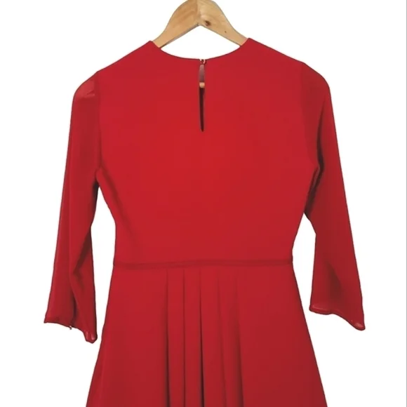TED BAKER Red Finna Bow Detail Mini Dress Women's Size Ted 0/ US 2 - Picture 11 of 15